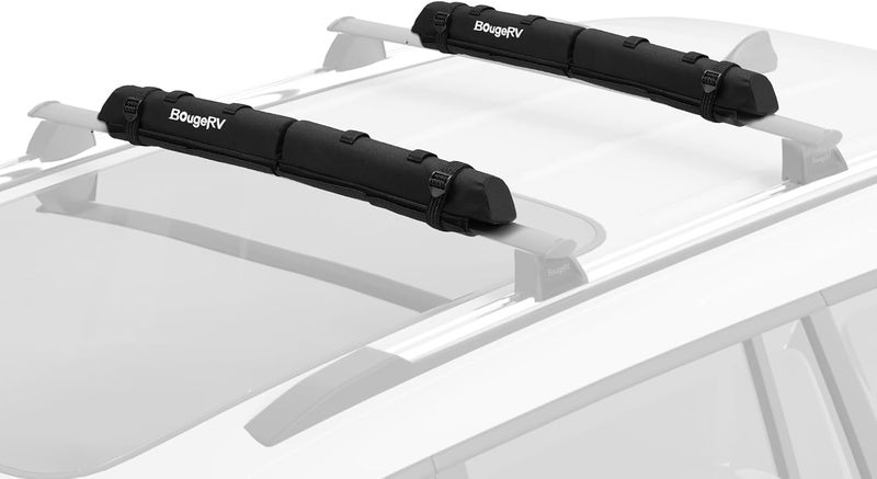 BougeRV 2.0 Soft Roof Rack Pads for Crossbars Protective, Water-Resistant Pads Surfboard Car Rack SUP Kayak Canoe Ladder Luggage Carrier, Universal for Cross Bars, Include 2 Endless Ratchet Straps - Image 1